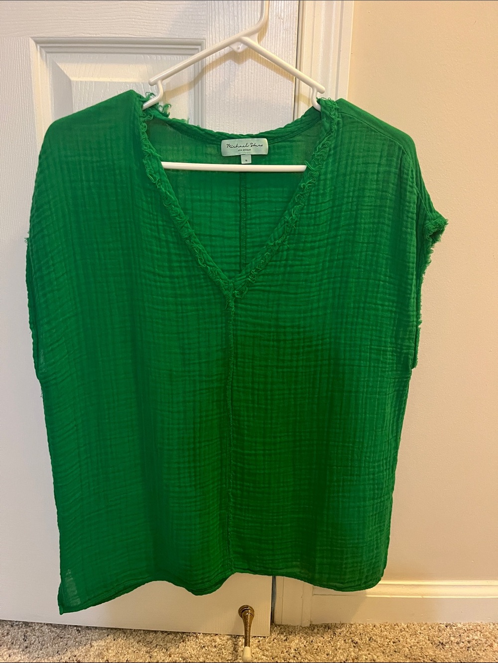 Michael Stars Vibrant Green V-Neck Gauze Tunic